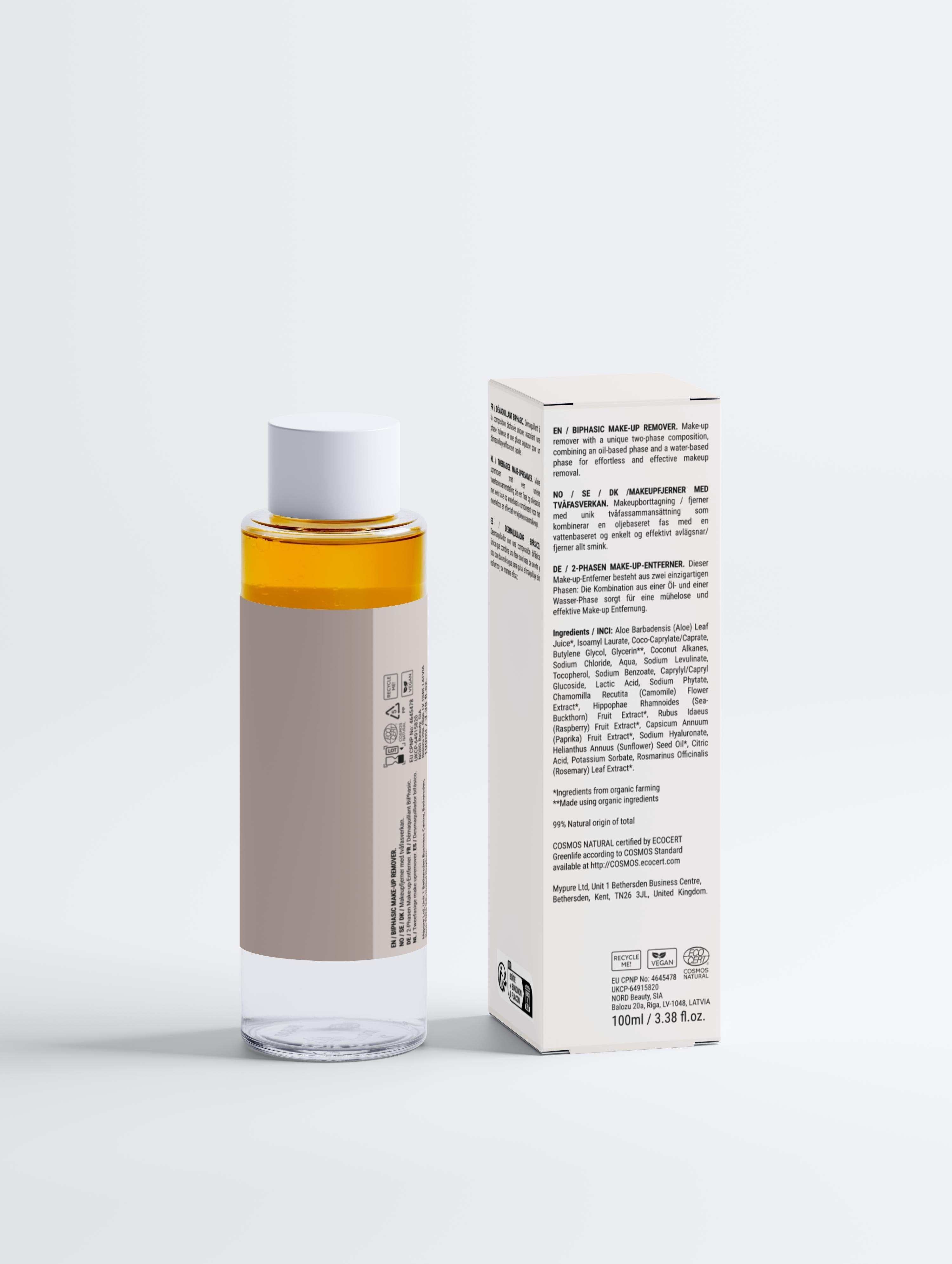 Gentle Dual-Phase Cleanser bottle with oil and water layers for effective makeup removal and skin hydration