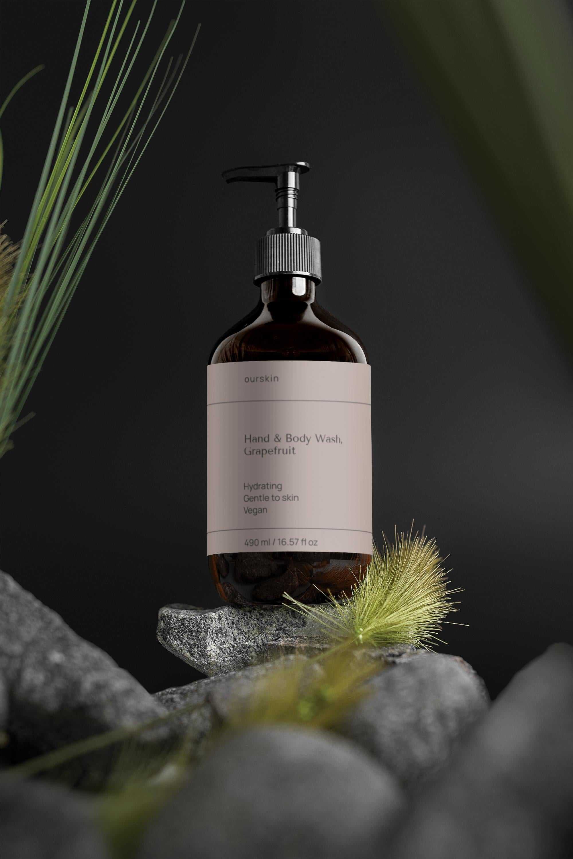 Hydrating hand and body wash with grapefruit scent for gentle daily cleansing and soft skin